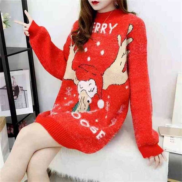 mink fur year red jacquard sweater strange christmas elk women's loose large 210427, White;black
mink fur year red jacquard sweater strange christmas elk women's loose large 210427, White;black