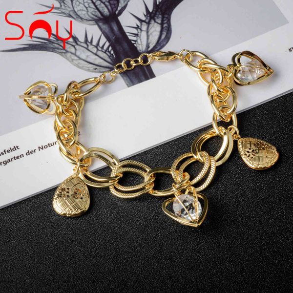 sunny jewelry fashion heart charm bracelets women hand chains link chain ball bracelet for engagement gift, Golden;silver
sunny jewelry fashion heart charm bracelets women hand chains link chain ball bracelet for engagement gift, Golden;silver