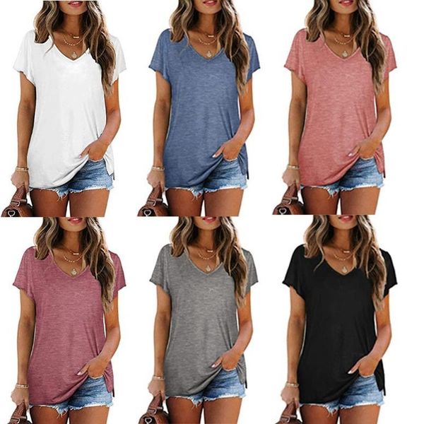 women's t-shirt 2021 spring and summer elegant short sleeve solid color v collar loose t shirt v-neck, White
women's t-shirt 2021 spring and summer elegant short sleeve solid color v collar loose t shirt v-neck, White