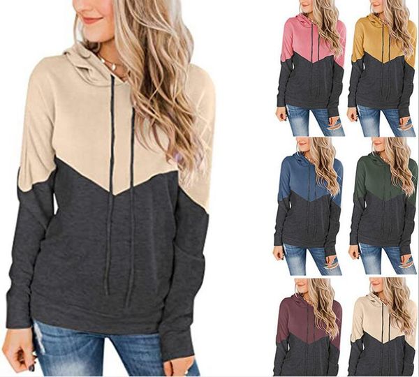 women's hoodies & sweatshirts 2021 foreign trade cross-border female style hooded drawrope splicing collision color long-sleeved hoodie, Black
women's hoodies & sweatshirts 2021 foreign trade cross-border female style hooded drawrope splicing collision color long-sleeved hoodie, Black