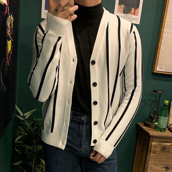 men's sweaters 2022 simplicity fresh striped patchwork knitting cardigan teenagers retro classic vertical stripes casual sweater, White;black
men's sweaters 2022 simplicity fresh striped patchwork knitting cardigan teenagers retro classic vertical stripes casual sweater, White;black