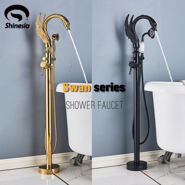 shinesia luxury swan shape bathroom floor standing bathtub faucet and cold water shower with brass handshower bath mixer tap sets
shinesia luxury swan shape bathroom floor standing bathtub faucet and cold water shower with brass handshower bath mixer tap sets