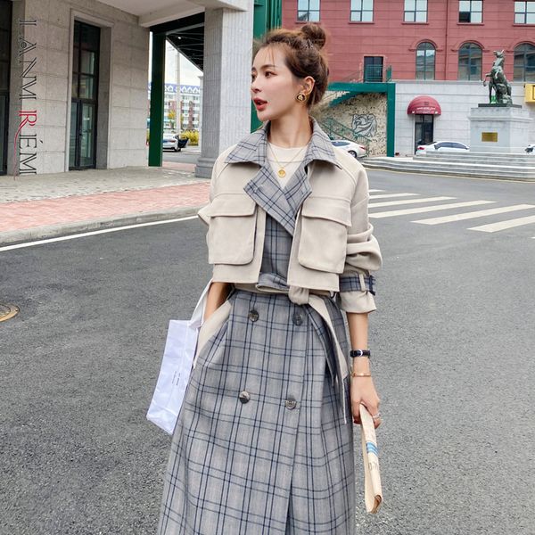 women big size pokets ajustable plaid long trench lapel long sleeve fit windbreaker fashion tide spring autumn 210507, Tan;black
women big size pokets ajustable plaid long trench lapel long sleeve fit windbreaker fashion tide spring autumn 210507, Tan;black