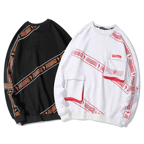 men sweatshirt striped letter printed cargo pockets o neck pullover men autumn all-match high street hipster streetwear, Black
men sweatshirt striped letter printed cargo pockets o neck pullover men autumn all-match high street hipster streetwear, Black