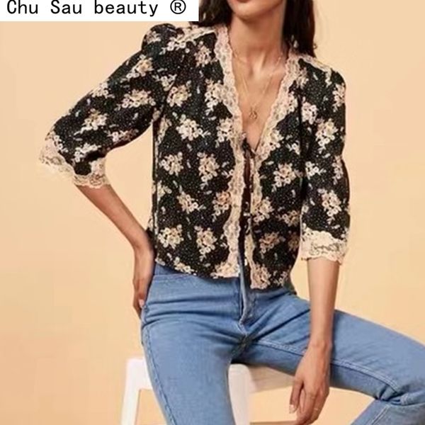 spring fashion casual french vintage floral print lace stitching long-sleeved shirt women loose female chic 210508, White
spring fashion casual french vintage floral print lace stitching long-sleeved shirt women loose female chic 210508, White