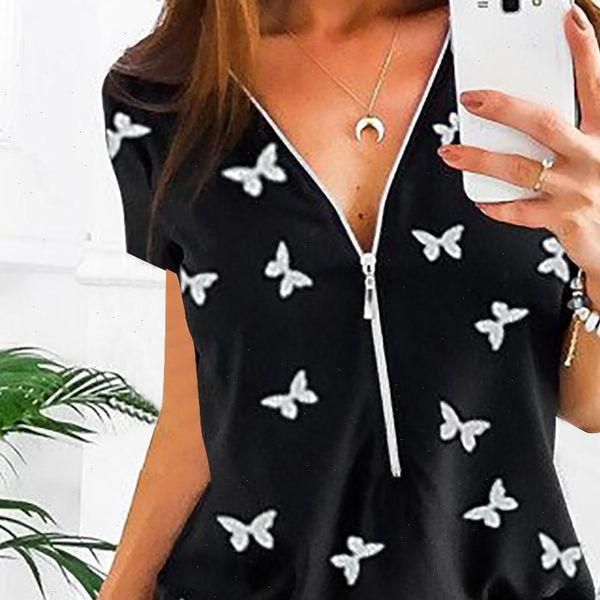womens t shirt women shirts autumn elegant short sleeve print v neck female work zipper plus size 5xl mujer, White
womens t shirt women shirts autumn elegant short sleeve print v neck female work zipper plus size 5xl mujer, White