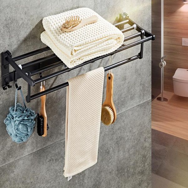 40/60cm towel hanger punch rack wall mounted matte black aluminum storage shelf with hook shower room bathroom tool racks
40/60cm towel hanger punch rack wall mounted matte black aluminum storage shelf with hook shower room bathroom tool racks