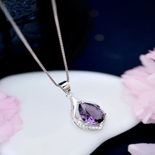 pendant necklaces purple gems necklace female clavicle chain ornaments fashion jewelry rhinestone for wedding gifts metal women, Silver
pendant necklaces purple gems necklace female clavicle chain ornaments fashion jewelry rhinestone for wedding gifts metal women, Silver
