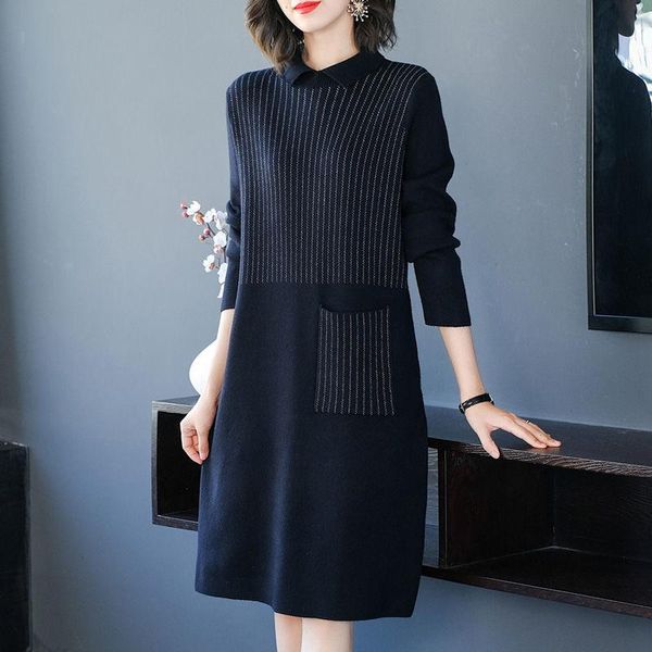 casual dresses 2021 women autumn turn down collar sweater dress female elegant knitting vintage knee-length straight z741, Black;gray
casual dresses 2021 women autumn turn down collar sweater dress female elegant knitting vintage knee-length straight z741, Black;gray