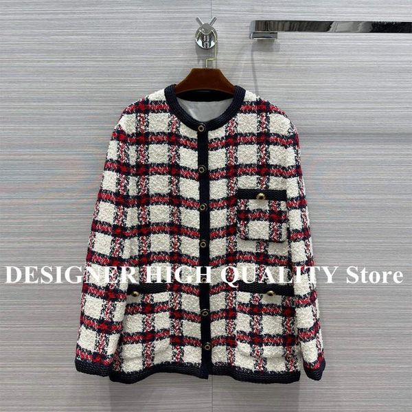 high-end fashion red stripe weave tweed plaid jacket women o-neck single breasted pocket loose retro spring wool blends coat women's &, Black
high-end fashion red stripe weave tweed plaid jacket women o-neck single breasted pocket loose retro spring wool blends coat women's &, Black