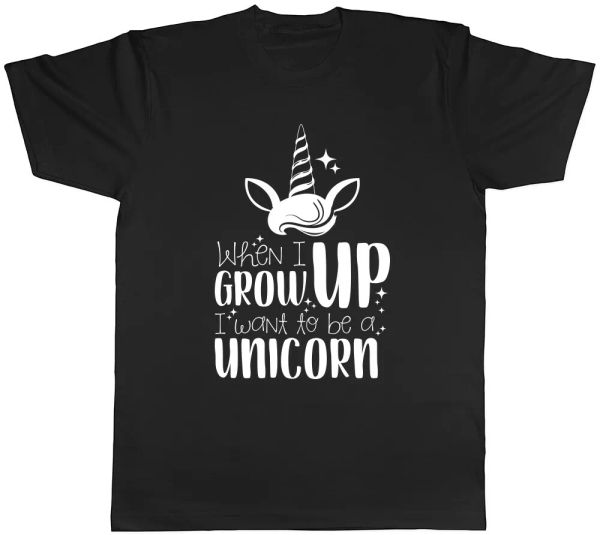when i grow up i want to be a unicorn womens ladies t-shirt tee, White;black 
when i grow up i want to be a unicorn womens ladies t-shirt tee, White;black