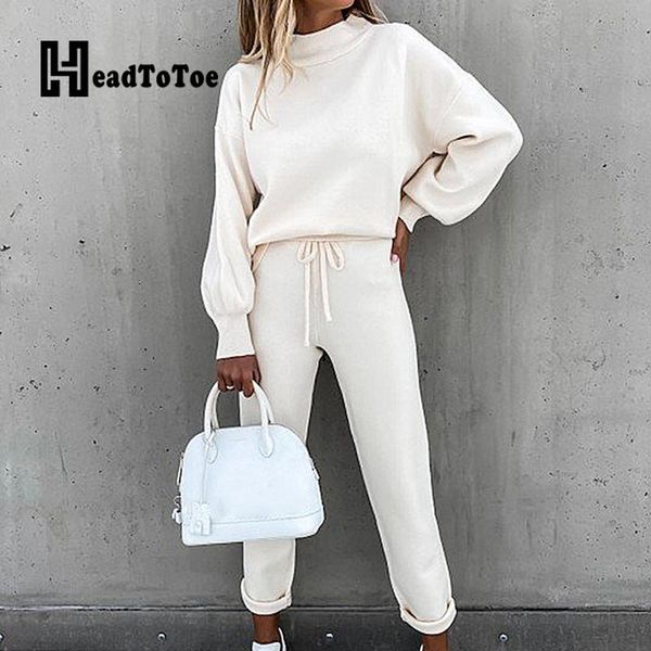 solid long sleeve mock neck & drawstring pants set casual brief women two piece outfits loungewear women's, White
solid long sleeve mock neck & drawstring pants set casual brief women two piece outfits loungewear women's, White
