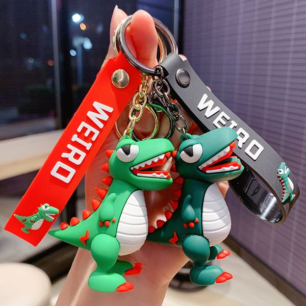 keyring keychain new dinosaur doll car pendant cartoon machine small gift, Silver