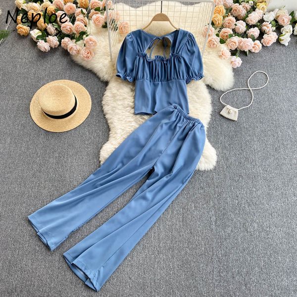 neploe denim 2 pcs women set o neck short sleeve hollow out + high waist hip straight pants suit fashion summer 210423, White
neploe denim 2 pcs women set o neck short sleeve hollow out + high waist hip straight pants suit fashion summer 210423, White
