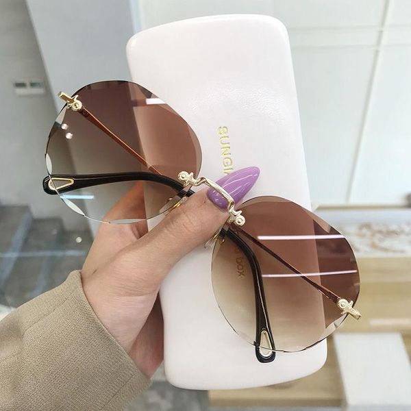 sunglasses cat eye women trendy rimless sun glasses ladies gradient shades framless eyewear uv400, White;black
sunglasses cat eye women trendy rimless sun glasses ladies gradient shades framless eyewear uv400, White;black