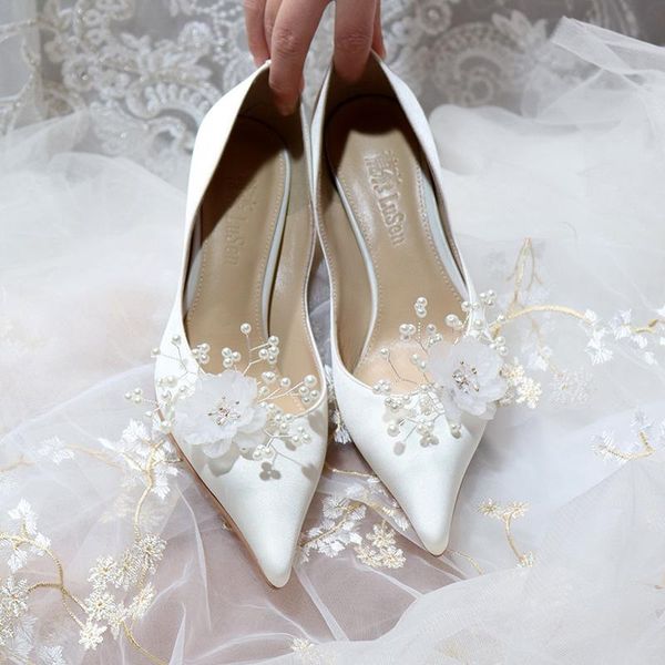 dress shoes pumps for brides pointed toe thin heels handmade pearl flower silk elegant single white sweet wedding sandals, Black
dress shoes pumps for brides pointed toe thin heels handmade pearl flower silk elegant single white sweet wedding sandals, Black