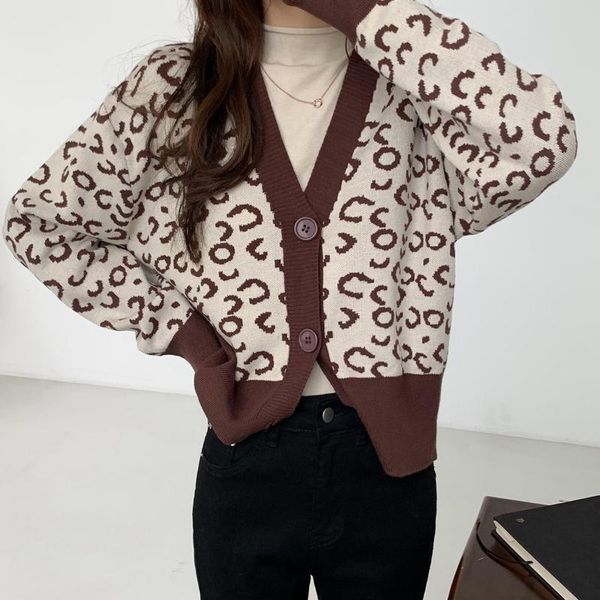 women's sweaters cmaz leopard cardigan sweater short early autumn loose outer wear western style v-neck knitted coat, White;black
women's sweaters cmaz leopard cardigan sweater short early autumn loose outer wear western style v-neck knitted coat, White;black