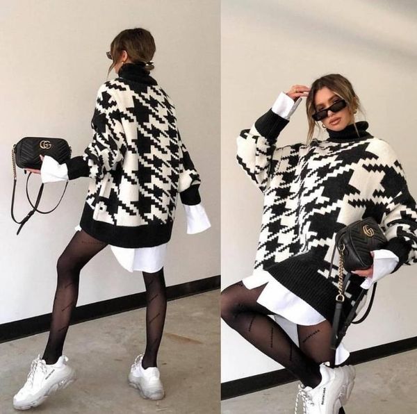 women's sweaters sweater long-sleeved 2021 autumn and winter geometric houndstooth knit casual retro pullover clothes, White;black
women's sweaters sweater long-sleeved 2021 autumn and winter geometric houndstooth knit casual retro pullover clothes, White;black