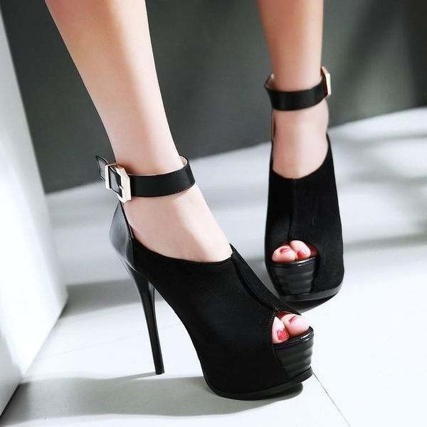 dress shoes ultra-high wind thin heel fish mouth sandals large fashion one button roman women's summer women pumps, Black
dress shoes ultra-high wind thin heel fish mouth sandals large fashion one button roman women's summer women pumps, Black