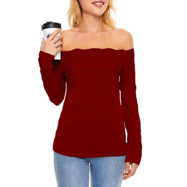 women's blouses & shirts women casual blouse off shoulder lace soft and comfortable solid color long sleeve backless  suitable, White
women's blouses & shirts women casual blouse off shoulder lace soft and comfortable solid color long sleeve backless  suitable, White