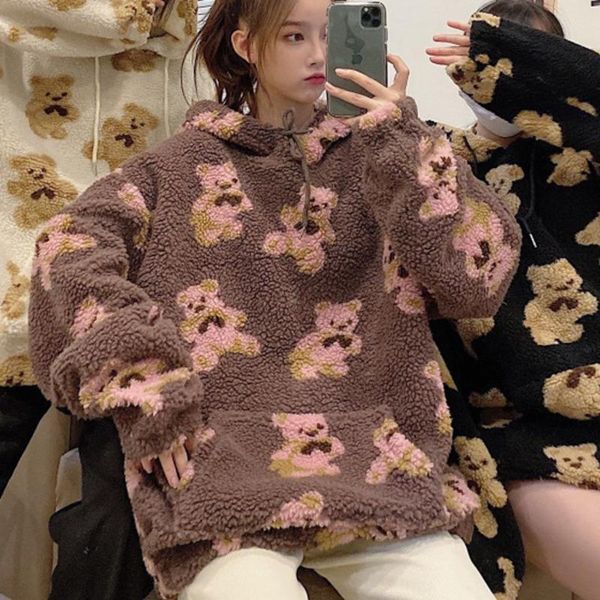 women's jackets retro bear women hoodies 2021 winter plush keep warm loose korean version pullover sweatshirt fashion sweatshirts, Black;brown
women's jackets retro bear women hoodies 2021 winter plush keep warm loose korean version pullover sweatshirt fashion sweatshirts, Black;brown