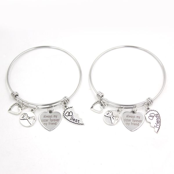 wholesale stainless steel wire bangles and bracelets always my sister forever my friend heart charm bracelet bangle jewelry gift, Golden;silver
wholesale stainless steel wire bangles and bracelets always my sister forever my friend heart charm bracelet bangle jewelry gift, Golden;silver