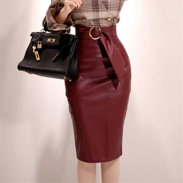 skirts limiguyue high waist pu leather skirt women elegant korean package hip pencil office lady with sashes saia lapis k1359, Black
skirts limiguyue high waist pu leather skirt women elegant korean package hip pencil office lady with sashes saia lapis k1359, Black