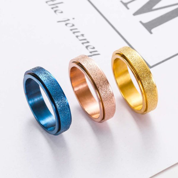ring female stainless male rotary frosted titanium steel ring, Black
ring female stainless male rotary frosted titanium steel ring, Black