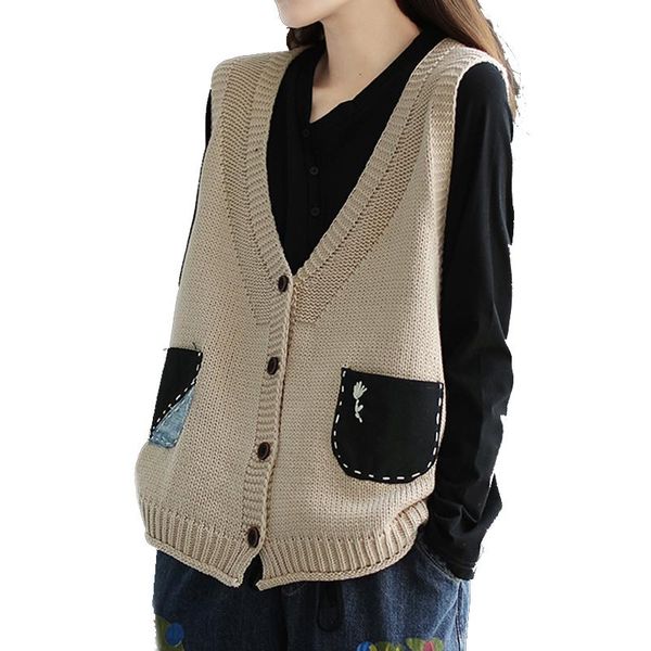 women's knits & tees women knit vest sweater cardigan sleeveless for autumn winter big loose v neck pockets patchwork sweet cute casual, White
women's knits & tees women knit vest sweater cardigan sleeveless for autumn winter big loose v neck pockets patchwork sweet cute casual, White