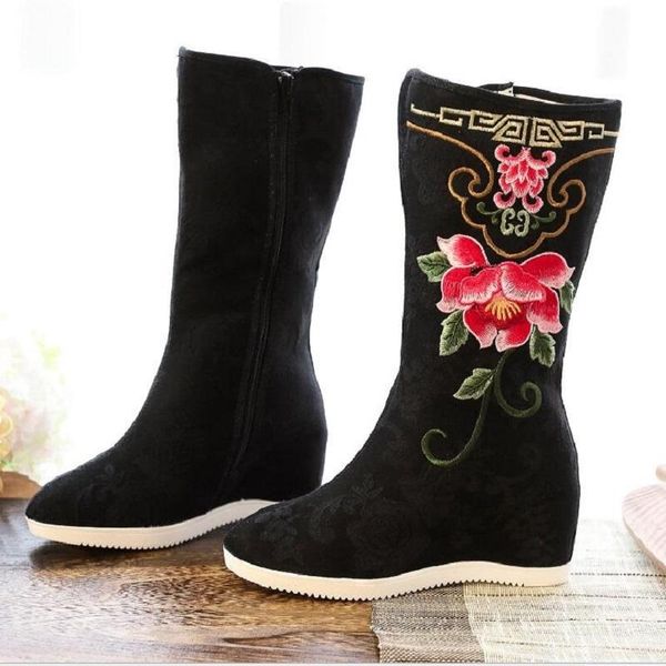 boots spring autumn winter national style height increasing embroider flowers canvas women half mid-calf equestrian 0624, Black
boots spring autumn winter national style height increasing embroider flowers canvas women half mid-calf equestrian 0624, Black