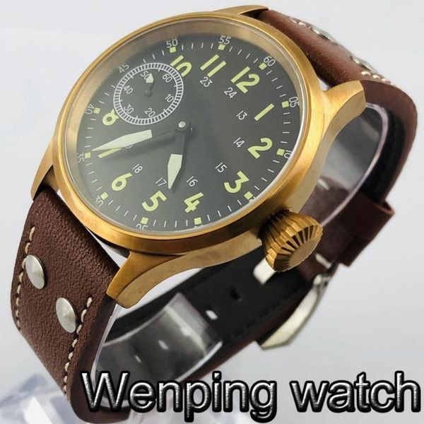wristwatches 43mm bronze case sapphire glass sterile dial luminous 17 jewels hand winding 6497 movement mens classic casual watc, Slivery;brown
wristwatches 43mm bronze case sapphire glass sterile dial luminous 17 jewels hand winding 6497 movement mens classic casual watc, Slivery;brown