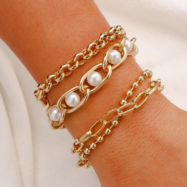 link, chain amorcome 4pcs punk curb cuban bracelets set for women miami boho thick gold color charm bangles fashion jewelry, Black
link, chain amorcome 4pcs punk curb cuban bracelets set for women miami boho thick gold color charm bangles fashion jewelry, Black