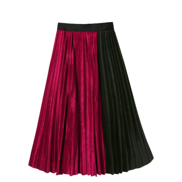 skirts korean contrast color patchwork a-line veet pleated calf long temperament drape pleuche joker skirts, Black
skirts korean contrast color patchwork a-line veet pleated calf long temperament drape pleuche joker skirts, Black