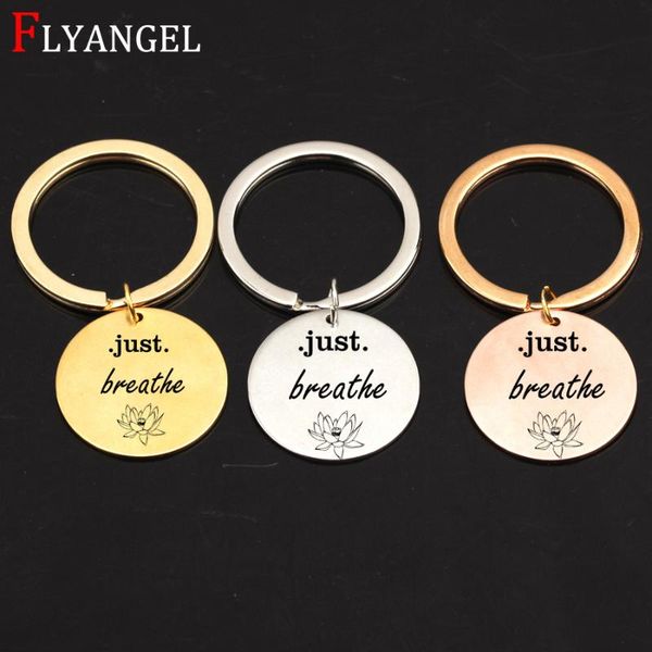 keychains fashion inhale exhale lotus flower jewelry engraved just breathe keychain for friend gift stainless steel diy keyring, Silver
keychains fashion inhale exhale lotus flower jewelry engraved just breathe keychain for friend gift stainless steel diy keyring, Silver
