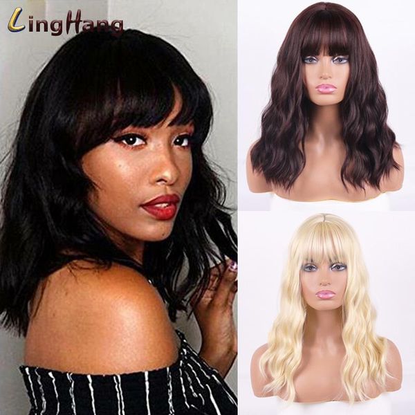 women's wig synthetic wigs 18 inches long water wavy with bangs heat resistant fiber for black / white women1
women's wig synthetic wigs 18 inches long water wavy with bangs heat resistant fiber for black / white women1