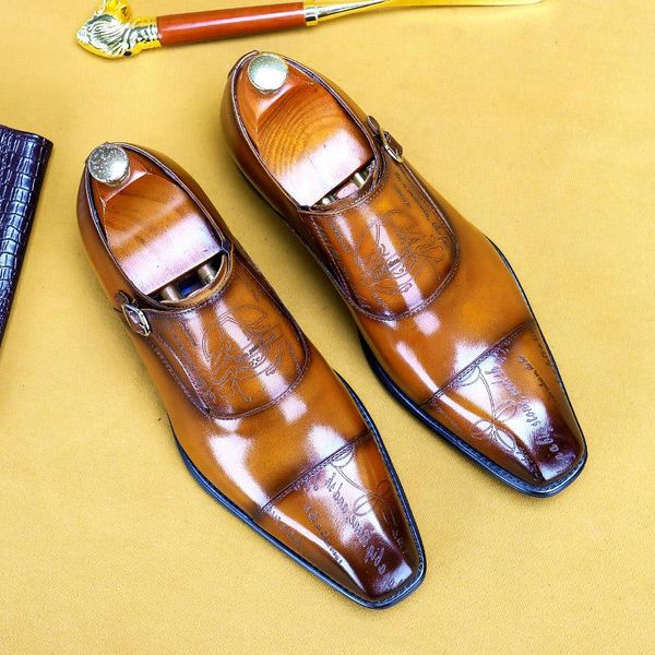 dress shoes luxury mens genuine leather brogue carved monk strap buckle business formal wedding party for men a180, Black
dress shoes luxury mens genuine leather brogue carved monk strap buckle business formal wedding party for men a180, Black