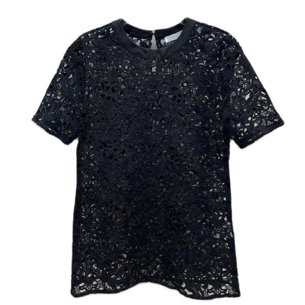 women's t-shirt luxury designer hollow out women summer 2021 brand clothing embroidery perspective t shirts lady 50938, White
women's t-shirt luxury designer hollow out women summer 2021 brand clothing embroidery perspective t shirts lady 50938, White