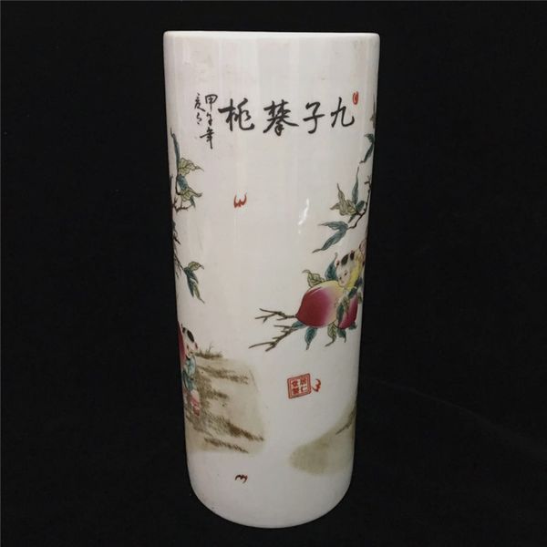 china old porcelain coloured drawing jiuzi pantao painting vase high 11.3 inch, Brown
china old porcelain coloured drawing jiuzi pantao painting vase high 11.3 inch, Brown