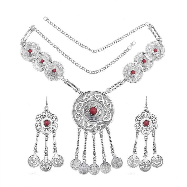 gypsy vintage women red blue stone pendant necklace earring sets coin tassel statement bohemian tribal party jewelry set h1022, Silver
gypsy vintage women red blue stone pendant necklace earring sets coin tassel statement bohemian tribal party jewelry set h1022, Silver