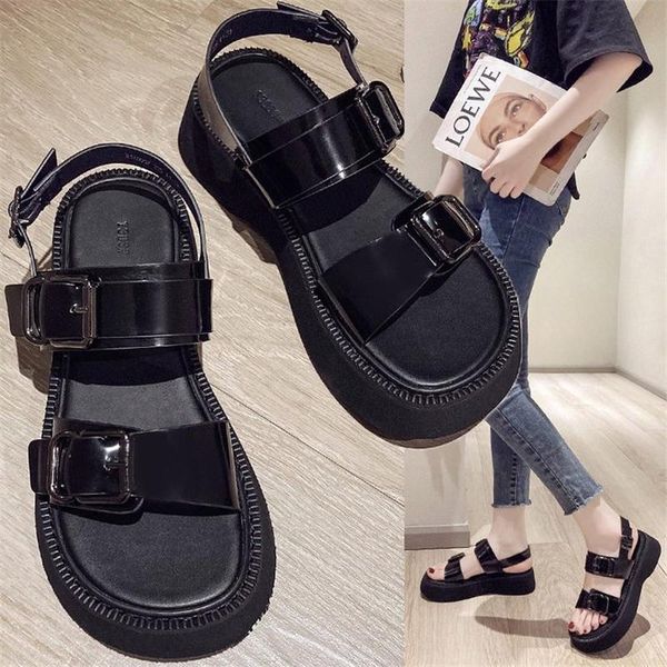 thick bottom sandals women summer belt metal buckle pu leather black waterproof platform open-toe wear heightening shoes dress
thick bottom sandals women summer belt metal buckle pu leather black waterproof platform open-toe wear heightening shoes dress