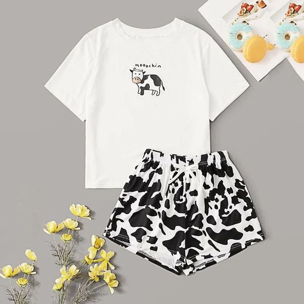 cow print woman pajama sets cartoon white round neck pullover short sleeve coat shorts two-piece ladies pajama set pyjama femme, Black;red
cow print woman pajama sets cartoon white round neck pullover short sleeve coat shorts two-piece ladies pajama set pyjama femme, Black;red