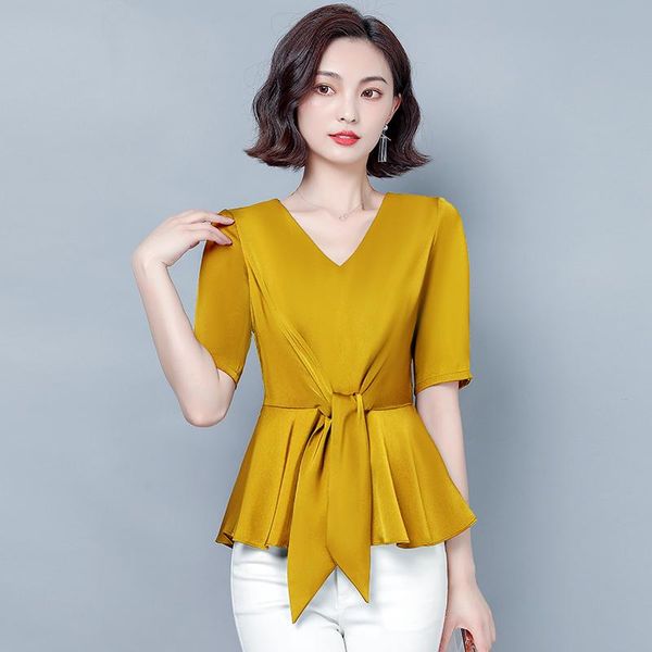 women's blouses & shirts 2021 blusas mujer de moda summer silk blouse and office lady plus size solid bow silkworm ol women yellow, White
women's blouses & shirts 2021 blusas mujer de moda summer silk blouse and office lady plus size solid bow silkworm ol women yellow, White