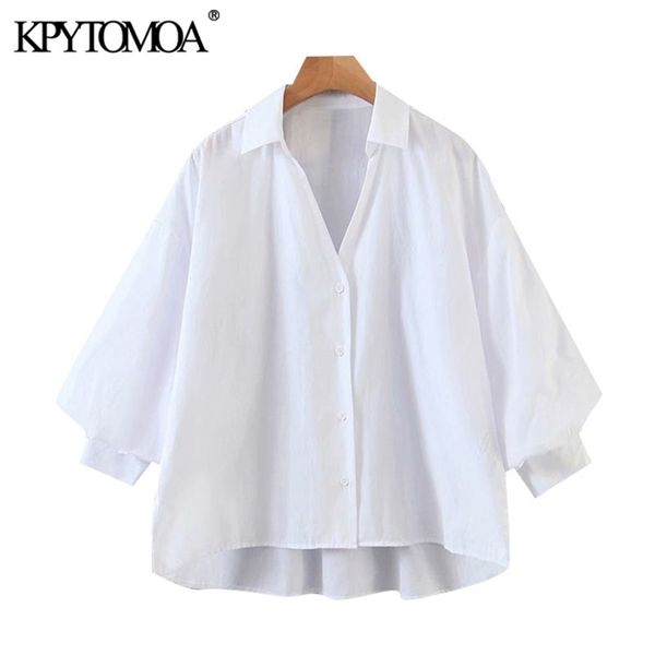 women fashion button-up loose irregular blouses lantern sleeve side vents female shirts blusas chic 210420, White
women fashion button-up loose irregular blouses lantern sleeve side vents female shirts blusas chic 210420, White
