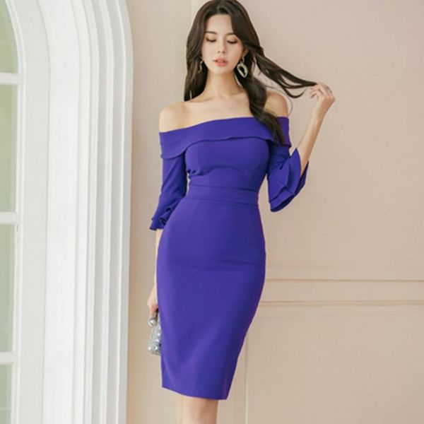 casual dresses women slash neck flare sleeve blue office pencil dress club party sheath business work bodycon vestidos, Black;gray
casual dresses women slash neck flare sleeve blue office pencil dress club party sheath business work bodycon vestidos, Black;gray