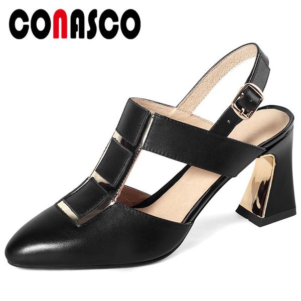 women sandals genuine leather pumps summer 2021 high heels fashion t-strap metal decoration office casual shoes woman, Black
women sandals genuine leather pumps summer 2021 high heels fashion t-strap metal decoration office casual shoes woman, Black