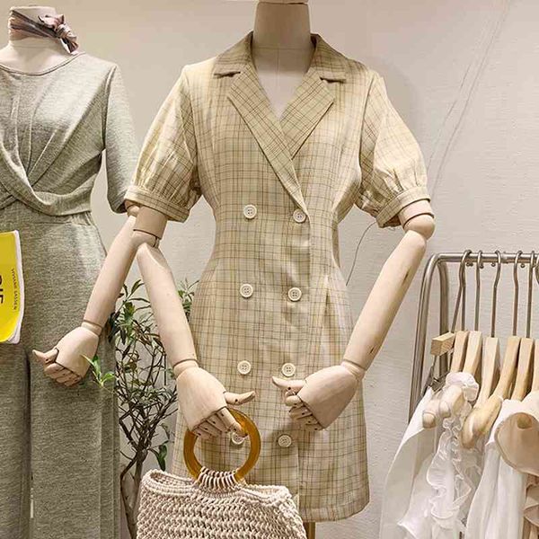vintage double breasted plaid woman blazer dress chic notched slim waist vestidos mujer summer short sleeve feminino robe 210514, Black;gray
vintage double breasted plaid woman blazer dress chic notched slim waist vestidos mujer summer short sleeve feminino robe 210514, Black;gray