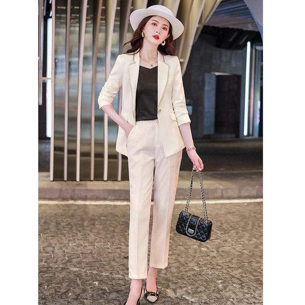 women's two piece pants ladies blazer pencil pant suit set 2 pieces business office working wear jacket decoration collar hight quality, White
women's two piece pants ladies blazer pencil pant suit set 2 pieces business office working wear jacket decoration collar hight quality, White