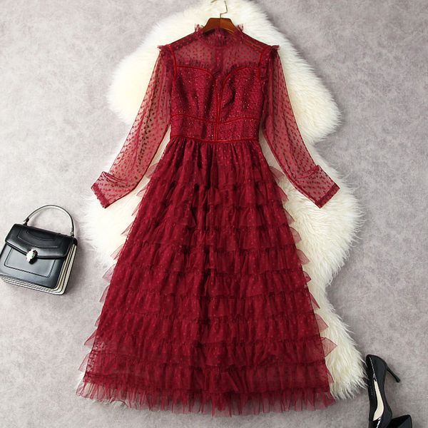 women's runway dress o neck long sleeves tiered ruffles patchwork fashion party dresses prom gown, Black
women's runway dress o neck long sleeves tiered ruffles patchwork fashion party dresses prom gown, Black