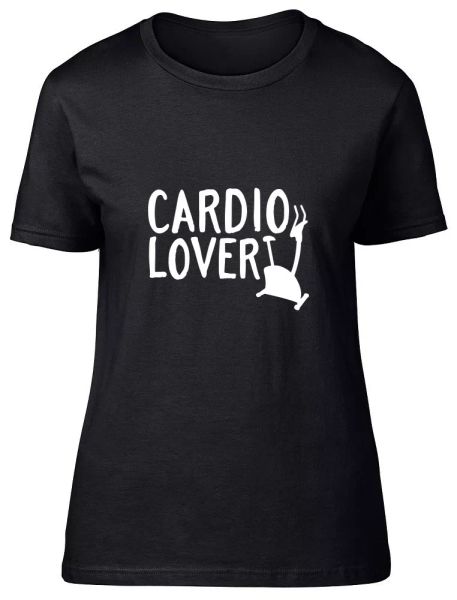 cardio lover womens ladies fitted t-shirt, White;black