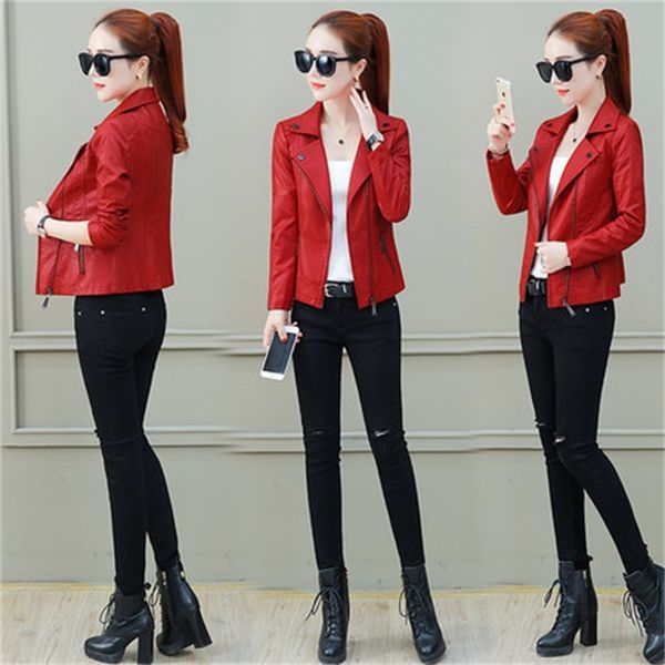 women's clothing short leather female and autumn jacket wild ladies spring loose tide, Black
women's clothing short leather female and autumn jacket wild ladies spring loose tide, Black